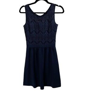 Lilly Pulitzer Rhea Lace Cocktail Sleeveless Mini Dress Navy Blue Size XS